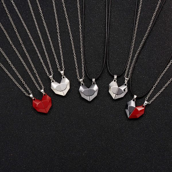 new couple necklace fashion black and white couple splicing magnetic love necklace, Silver
new couple necklace fashion black and white couple splicing magnetic love necklace, Silver
