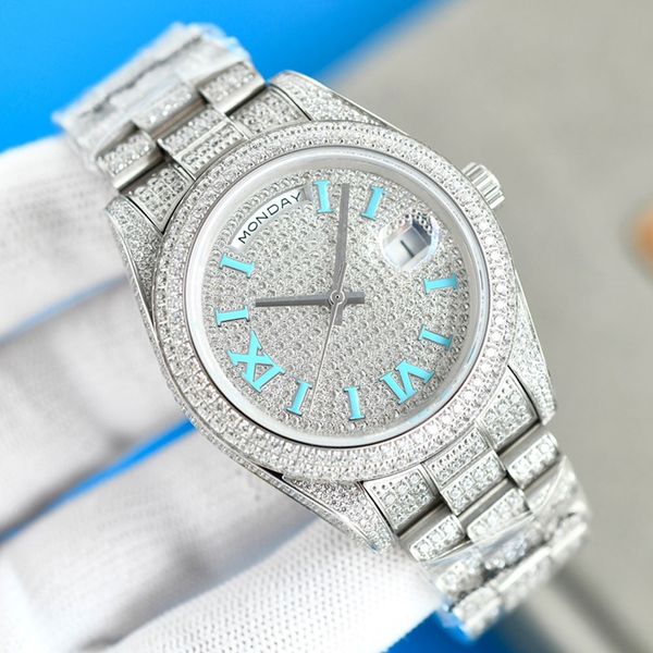 full diamond watch mens automatic mechanical watches waterproof 41mm with diamond-studded steel sapphire women business wristwatches montre, Slivery;brown
full diamond watch mens automatic mechanical watches waterproof 41mm with diamond-studded steel sapphire women business wristwatches montre, Slivery;brown