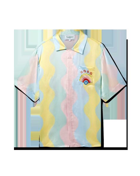 23ss new casablanca silk casual shirt men and women cream shell rainbow dream silk hawaiian short sleeve shirts, White;black
23ss new casablanca silk casual shirt men and women cream shell rainbow dream silk hawaiian short sleeve shirts, White;black