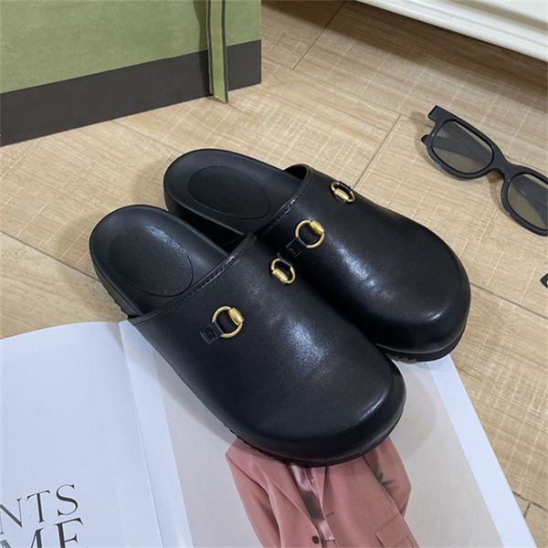 2023 designer women slippers printed baotou flat sandals leather metal outdoor beach shoes, Black
2023 designer women slippers printed baotou flat sandals leather metal outdoor beach shoes, Black