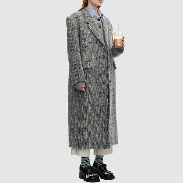 women's wool blends classic large silhouette singlebreasted wool coat autumn and winter temperament herringbone pattern single female 2, Black
women's wool blends classic large silhouette singlebreasted wool coat autumn and winter temperament herringbone pattern single female 2, Black
