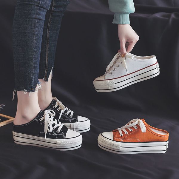 dress shoes style no back heel lazy inside raised canvas half slippers women baotou small white women's versatile thick soled 230227, Black
dress shoes style no back heel lazy inside raised canvas half slippers women baotou small white women's versatile thick soled 230227, Black