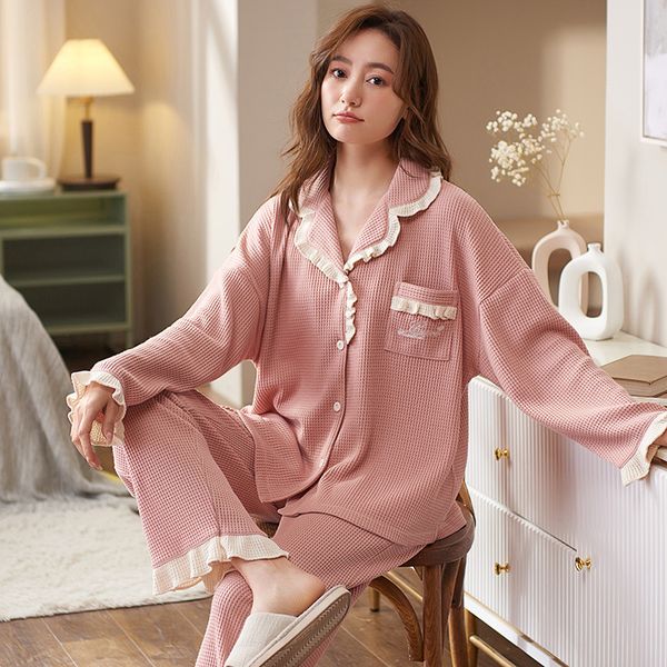 women's sleepwear women's pajamas cotton cardigan long-sleeved sweet fairy style loose large size can be worn outside the home clo, Black;red
women's sleepwear women's pajamas cotton cardigan long-sleeved sweet fairy style loose large size can be worn outside the home clo, Black;red