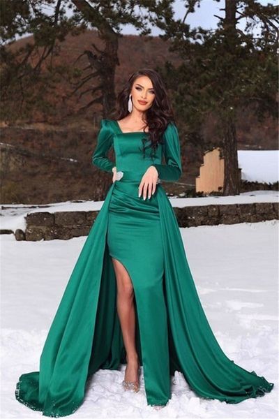 vintage dark green evening dresses with split long train mermaid long sleeve prom dresses arabic formal vestidos bc15134, Black;red
vintage dark green evening dresses with split long train mermaid long sleeve prom dresses arabic formal vestidos bc15134, Black;red