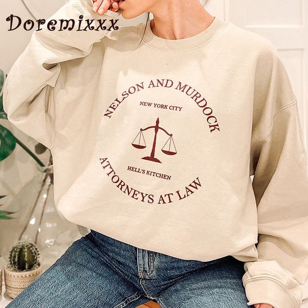 womens two piece pants nelson and murdock attorneys at law sweatshirts cotton loose jumper vintage crewneck hoodies casual matt pullover 230, White 
womens two piece pants nelson and murdock attorneys at law sweatshirts cotton loose jumper vintage crewneck hoodies casual matt pullover 230, White