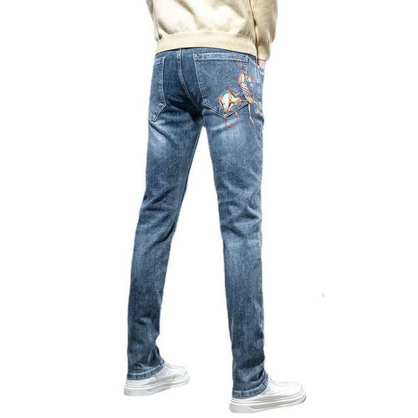 men's jeans designer autumn and winter new men's jeans small feet slim fit cotton elastic tide brand long pants, Blue
men's jeans designer autumn and winter new men's jeans small feet slim fit cotton elastic tide brand long pants, Blue