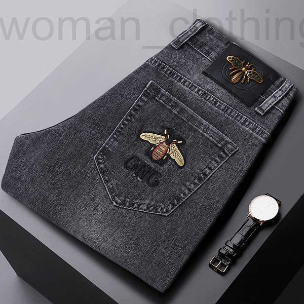 men's jeans designer little bee embroidery slim fit feet european pants elastic young 2c83, Blue
men's jeans designer little bee embroidery slim fit feet european pants elastic young 2c83, Blue
