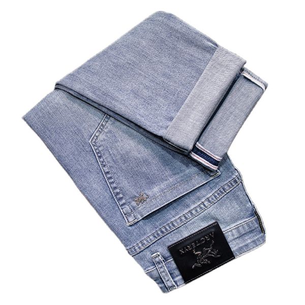 men's jeans spring summer thin slim fit european american high-end brand small straight double f pants q9534-2, Blue
men's jeans spring summer thin slim fit european american high-end brand small straight double f pants q9534-2, Blue