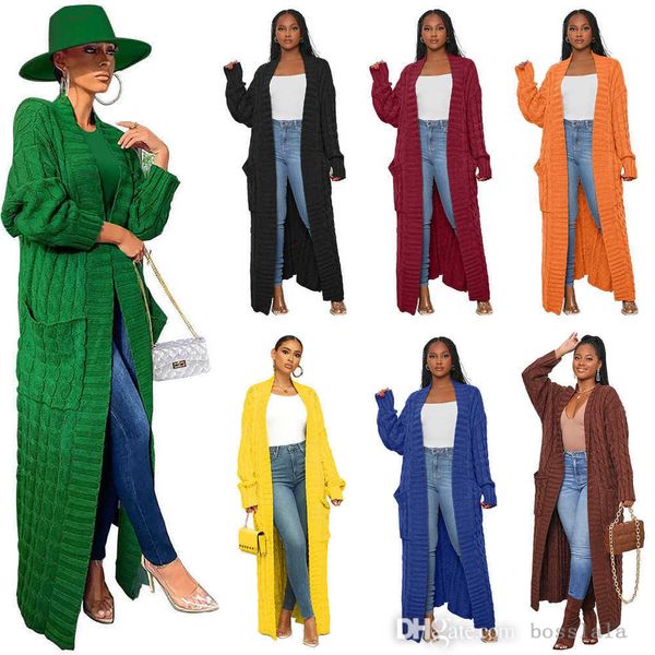 2023 autumn winter designer womens knit sweater cardigan fashion new pocket fried dough twist loose long coat, White;black
2023 autumn winter designer womens knit sweater cardigan fashion new pocket fried dough twist loose long coat, White;black