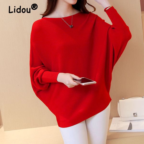 women's sweaters pullovers elegant fashion casual long batwing sleeve slash neck loose knitted solid spring autumn women's sweate, White;black 
women's sweaters pullovers elegant fashion casual long batwing sleeve slash neck loose knitted solid spring autumn women's sweate, White;black