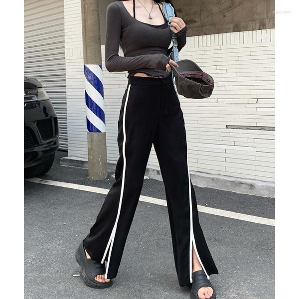 women's pants black suit stripe high waist american vintage baggy streetwear style female straight wide leg trouser, Black;white
women's pants black suit stripe high waist american vintage baggy streetwear style female straight wide leg trouser, Black;white