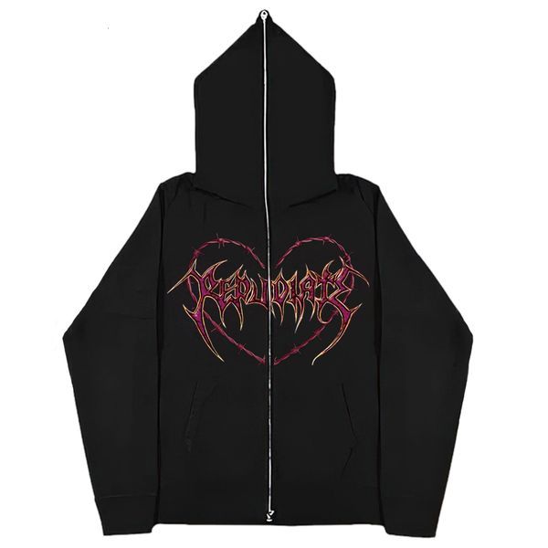 women's hoodies sweatshirts gothic heart print jacket hip hop streetwear y2k hooded zip up harajuku casual coats long sleeve 230227, Black
women's hoodies sweatshirts gothic heart print jacket hip hop streetwear y2k hooded zip up harajuku casual coats long sleeve 230227, Black