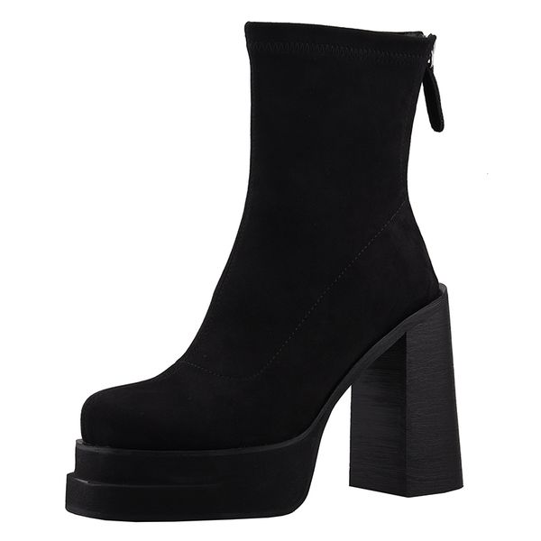 boots women's mid calf platform woman designer winter punk style ankle female black social shoes stripper heels 230227
boots women's mid calf platform woman designer winter punk style ankle female black social shoes stripper heels 230227