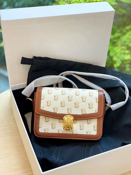 

2 sizes teen triomphe square satchel gold bag designer clutch flap luxury women's mens purse marc tote handbag leather wallet pochette