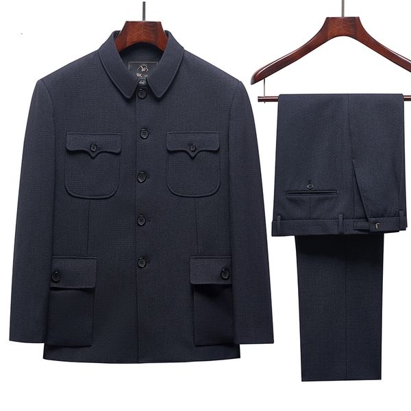 men's suits blazers man dark grey tunic set chinese male mao coat with pants 2 pieces zhongshan blazer jacket and trouser et wear 23022, White;black
men's suits blazers man dark grey tunic set chinese male mao coat with pants 2 pieces zhongshan blazer jacket and trouser et wear 23022, White;black