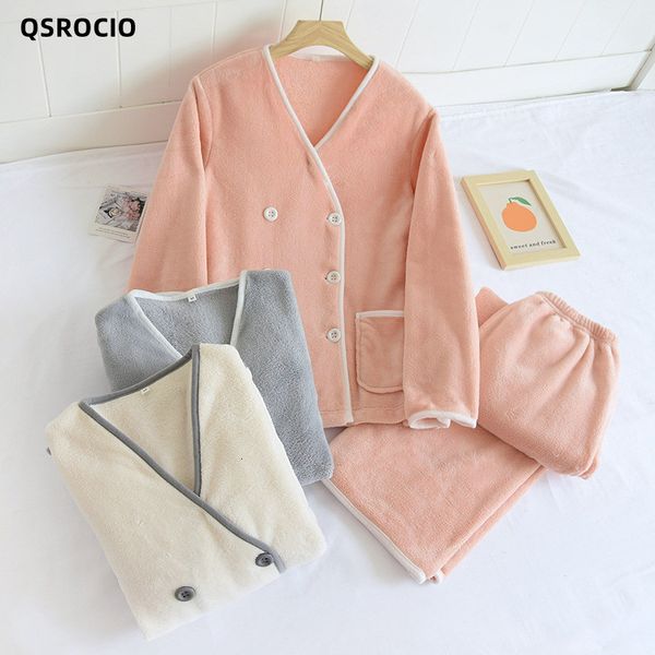 womens sleepwear qsrocio pajamas set warm coral velvet doublebreasted button casual homewear v neck nightwear femme for winter 230227, Black;red
womens sleepwear qsrocio pajamas set warm coral velvet doublebreasted button casual homewear v neck nightwear femme for winter 230227, Black;red