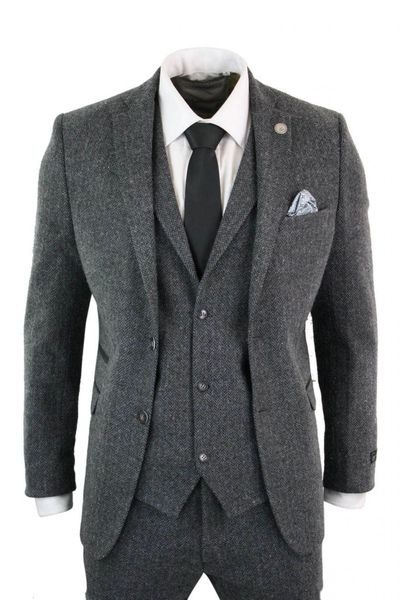 men's suits blazers grey 3 piece wedding tuxedos notched lapel two buttons herringbone tweed formal men custom made y blinders bridegro, White;black
men's suits blazers grey 3 piece wedding tuxedos notched lapel two buttons herringbone tweed formal men custom made y blinders bridegro, White;black
