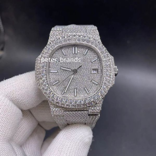 men watch fashion silver men's watch 40mm ice out full diamond bezel automatic movement diamond face, Slivery;brown
men watch fashion silver men's watch 40mm ice out full diamond bezel automatic movement diamond face, Slivery;brown