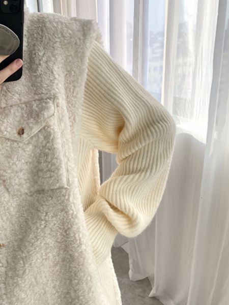 women's wool blend faux fur and knit coat winter overshirtstyle midlength loosefitting high street chic stunning fashion design m 23022, Black
women's wool blend faux fur and knit coat winter overshirtstyle midlength loosefitting high street chic stunning fashion design m 23022, Black