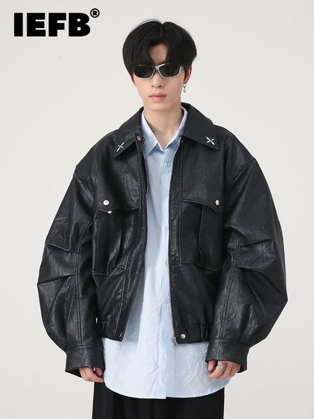 men's leather faux leather iefb men's pu leather coat autumn korean fashion loose jacket men solid color vintage turn-down collar, Black
men's leather faux leather iefb men's pu leather coat autumn korean fashion loose jacket men solid color vintage turn-down collar, Black