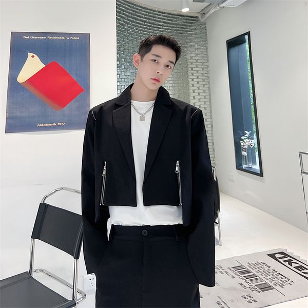 men's suits blazers korean style fashion personality front zipper design short small autumn versatile casual jacket 230227, White;black
men's suits blazers korean style fashion personality front zipper design short small autumn versatile casual jacket 230227, White;black