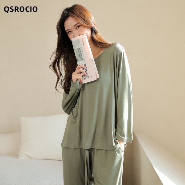 womens sleepwear qsrocio pajamas set simple solid color soft viscose modal leisure nightwear casual 2pcs homewear nightie femme 230227, Black;red
womens sleepwear qsrocio pajamas set simple solid color soft viscose modal leisure nightwear casual 2pcs homewear nightie femme 230227, Black;red