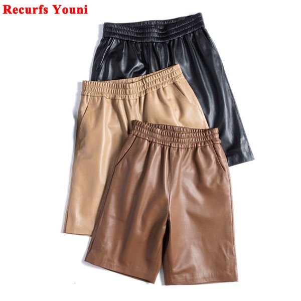 women's shorts capable fashionable stylish 100% leather five-point pants for women femme elastic waist wide leg bermuda shorts with poc, White;black
women's shorts capable fashionable stylish 100% leather five-point pants for women femme elastic waist wide leg bermuda shorts with poc, White;black