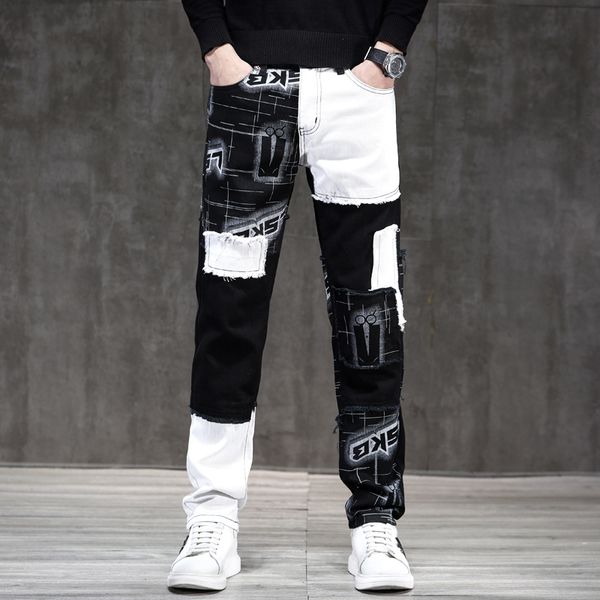 men's jeans pantalon homme jean splicing pants neutral pactchwork streetwear trend brand trousers for casual solid biker male 230227, Blue
men's jeans pantalon homme jean splicing pants neutral pactchwork streetwear trend brand trousers for casual solid biker male 230227, Blue