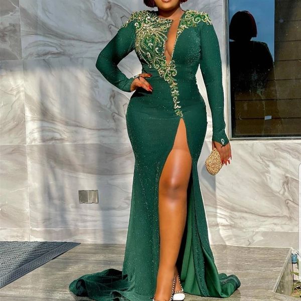 long sleeve mermaid evening dresses sequined party dresses high split keyhole neck formal prom dresses robe de soiree, Black;red
long sleeve mermaid evening dresses sequined party dresses high split keyhole neck formal prom dresses robe de soiree, Black;red