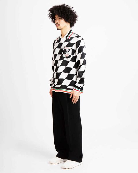 23ss new casablanca silk casual shirt men and women black and white plaster cuba collar hawaiian style long-sleeved shirt, White;black
23ss new casablanca silk casual shirt men and women black and white plaster cuba collar hawaiian style long-sleeved shirt, White;black