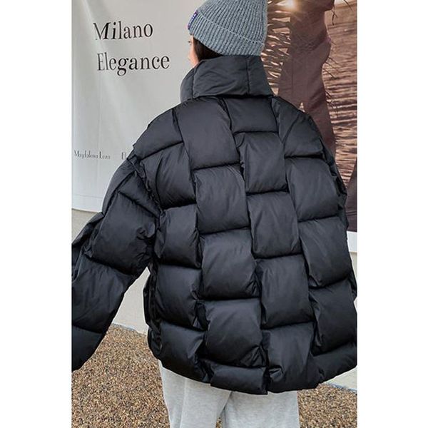 women's wool blends winter oversize cotton padded coat korean loose soild thick warm zippers weave parkas jacket casual street outwear, Black
women's wool blends winter oversize cotton padded coat korean loose soild thick warm zippers weave parkas jacket casual street outwear, Black