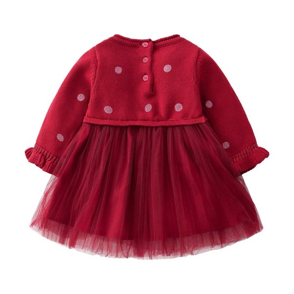 23 spring and autumn new girls' centennial celebration deep red dot knitted 1ess girls' long sleeve pleated 1ess, Blue
23 spring and autumn new girls' centennial celebration deep red dot knitted 1ess girls' long sleeve pleated 1ess, Blue