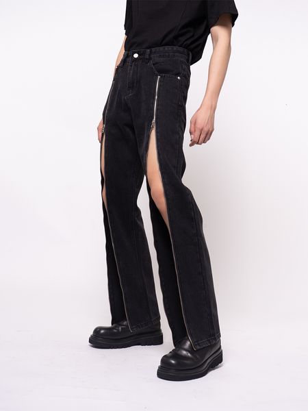 men's jeans black streetwear full length front leg zipper high slit men pants fashion 2023 spring design hip hop denim trousers xl 2302, Blue
men's jeans black streetwear full length front leg zipper high slit men pants fashion 2023 spring design hip hop denim trousers xl 2302, Blue