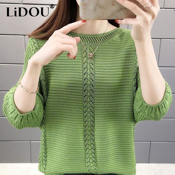 women's sweaters autumn winter casual fashion solid simple hollow out sweater women half sleeve loose all-match knitting pullover femal, White;black
women's sweaters autumn winter casual fashion solid simple hollow out sweater women half sleeve loose all-match knitting pullover femal, White;black