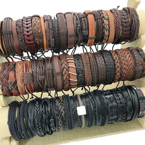 charm bracelets wholesale 50 pcs/lot punk vintage cuff wide leather men bracelets for women bangles handmade retro weave mix party jewelry g, Golden;silver
charm bracelets wholesale 50 pcs/lot punk vintage cuff wide leather men bracelets for women bangles handmade retro weave mix party jewelry g, Golden;silver