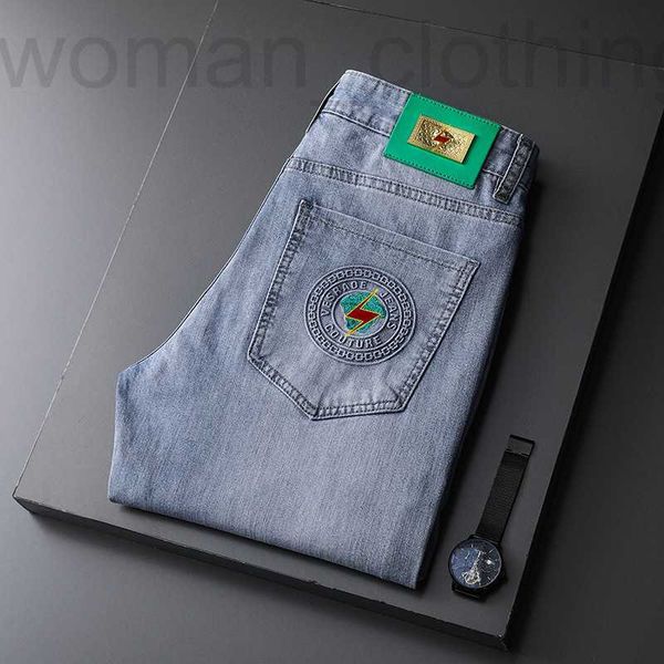 men's jeans designer summer thin embroidered jeans men's spring korean elastic slim fit washed leggings casual and versatile xu82, Blue
men's jeans designer summer thin embroidered jeans men's spring korean elastic slim fit washed leggings casual and versatile xu82, Blue