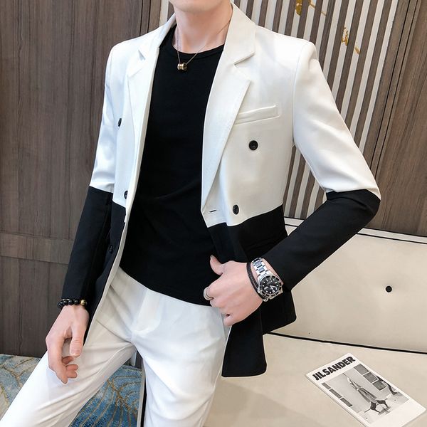 men's suits blazers hombre semiblack red white doublebreasted masculino slim wedding prom fashion stitching men 230227, White;black
men's suits blazers hombre semiblack red white doublebreasted masculino slim wedding prom fashion stitching men 230227, White;black