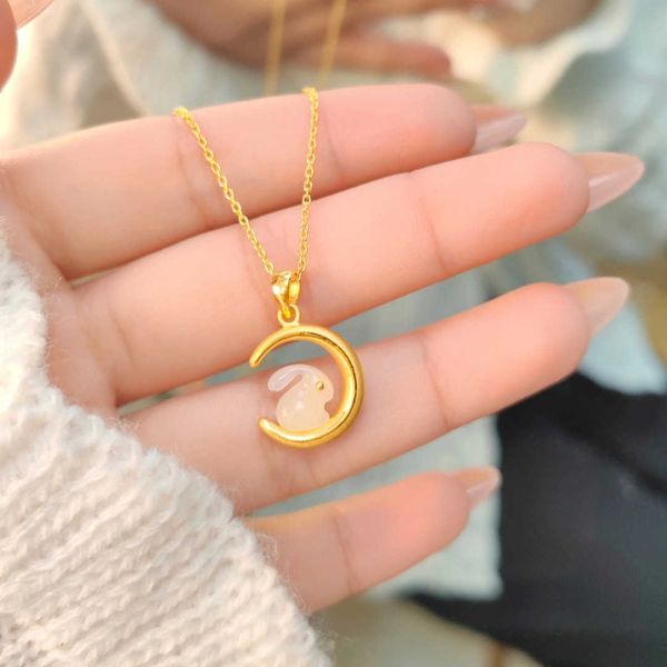 925 pure silver jade rabbit necklace female light luxury niche design sense rabbit collarbone chain summer strength chain gift, Black
925 pure silver jade rabbit necklace female light luxury niche design sense rabbit collarbone chain summer strength chain gift, Black