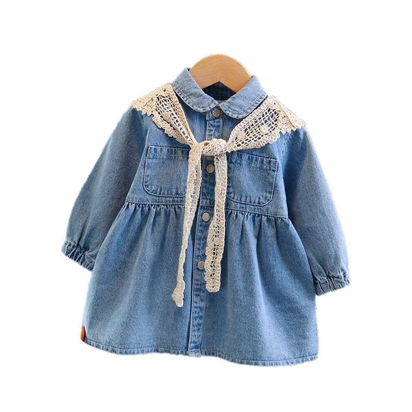 q210 spring and autumn girls' jeans skirt baby 1ess chil1en's 1ess with shawl (), Blue
q210 spring and autumn girls' jeans skirt baby 1ess chil1en's 1ess with shawl (), Blue