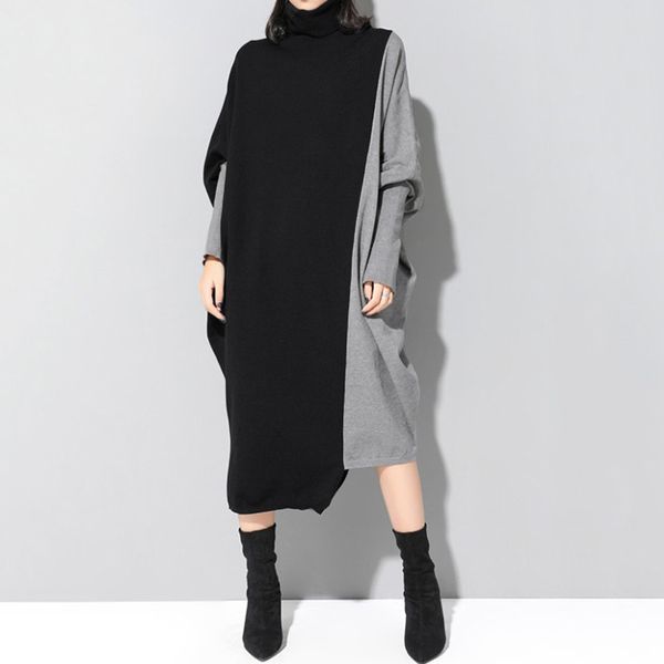 casual dresses women korean style spliced knitted midi dress autumn fashion turtleneck long sleeve oversized dresses allmatch elegant female, Black;gray
casual dresses women korean style spliced knitted midi dress autumn fashion turtleneck long sleeve oversized dresses allmatch elegant female, Black;gray