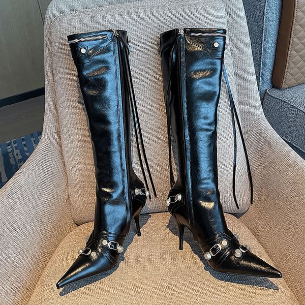 boots cagole leather rivets knee high women chaussure femme runway biker botte hiver shoes point toe heels 230227, Black
boots cagole leather rivets knee high women chaussure femme runway biker botte hiver shoes point toe heels 230227, Black