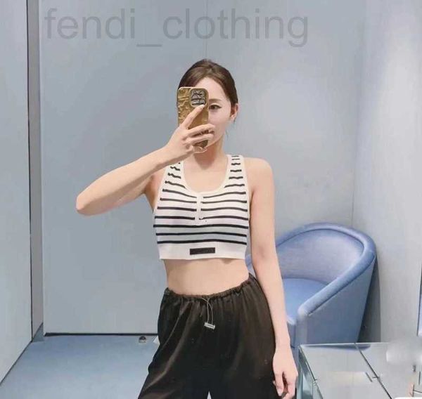 women's tanks & camis designer 23 spring and summer new navy style button stripe knitting jacquard letter short reduced age tank women, White
women's tanks & camis designer 23 spring and summer new navy style button stripe knitting jacquard letter short reduced age tank women, White