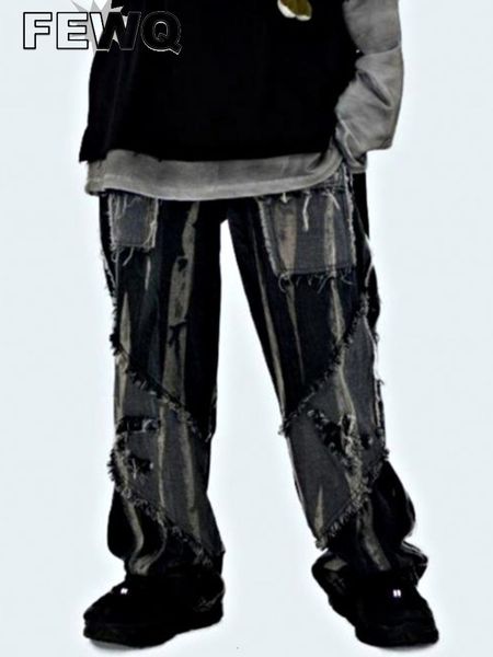men's jeans fewq american high street ripped spliced color male personalized fashion long trousers casual autumn 24b132 230227, Blue
men's jeans fewq american high street ripped spliced color male personalized fashion long trousers casual autumn 24b132 230227, Blue