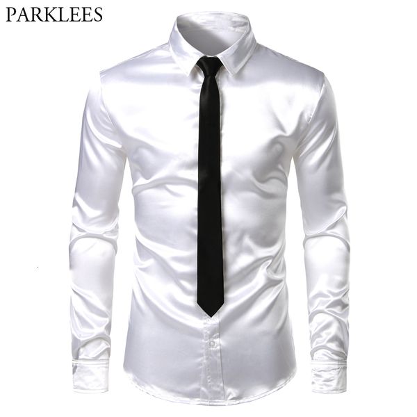 men's casual shirts 2 pieces shirttie white silk satin dress slim fit long sleeve button down shirt male wedding party prom chemise 230, White;black
men's casual shirts 2 pieces shirttie white silk satin dress slim fit long sleeve button down shirt male wedding party prom chemise 230, White;black