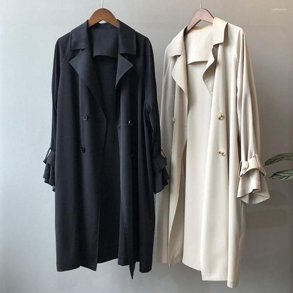women windbreaker solid color long sleeve trench coats turn-down collar midi length casual buttons sleeve belt elegant autumn coat for offic, Tan;black
women windbreaker solid color long sleeve trench coats turn-down collar midi length casual buttons sleeve belt elegant autumn coat for offic, Tan;black