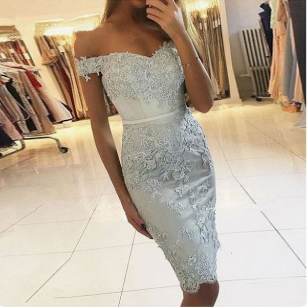 off the shoulder cocktail dresses light blue short dresses lace applique robe cocktail knee length special party gowns, Black
off the shoulder cocktail dresses light blue short dresses lace applique robe cocktail knee length special party gowns, Black