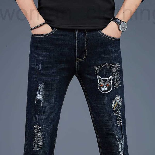 men's jeans designer autumn net red men's embroidery torn jeans slim pants stretch korean version trend 52ta, Blue
men's jeans designer autumn net red men's embroidery torn jeans slim pants stretch korean version trend 52ta, Blue