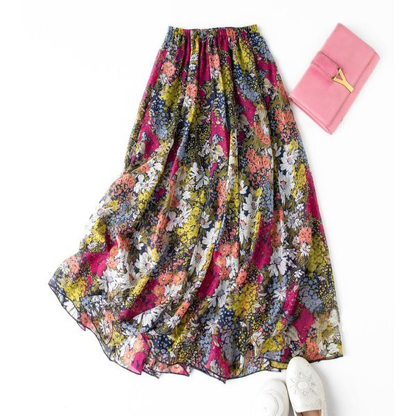skirt's 100 mulberry silk chiffon 2layers colorful printed long type skirt summer beach 8065 230225, Black
skirt's 100 mulberry silk chiffon 2layers colorful printed long type skirt summer beach 8065 230225, Black