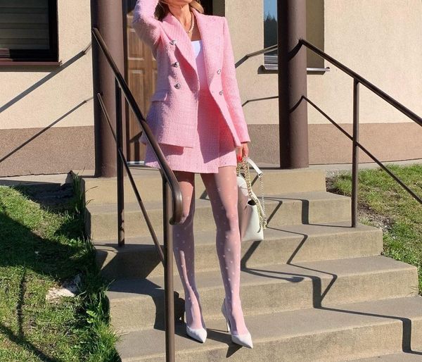 two piece dress xeasy women twopiece set pink tweed vintage office lady double breasted blazer female slim high waist culottes skirt suit 23, White
two piece dress xeasy women twopiece set pink tweed vintage office lady double breasted blazer female slim high waist culottes skirt suit 23, White