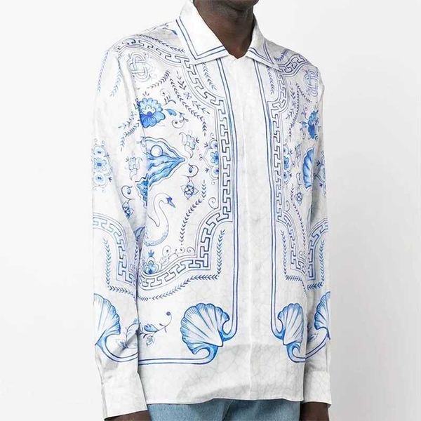 23ss new casablanca hawaii beach shirt men and women swan texture white cuban collar hawaiian long-sleeved shirt, White;black
23ss new casablanca hawaii beach shirt men and women swan texture white cuban collar hawaiian long-sleeved shirt, White;black